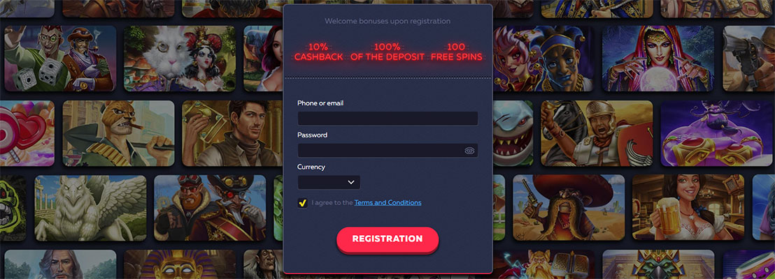 Regisztráció egy online kaszinóban. 